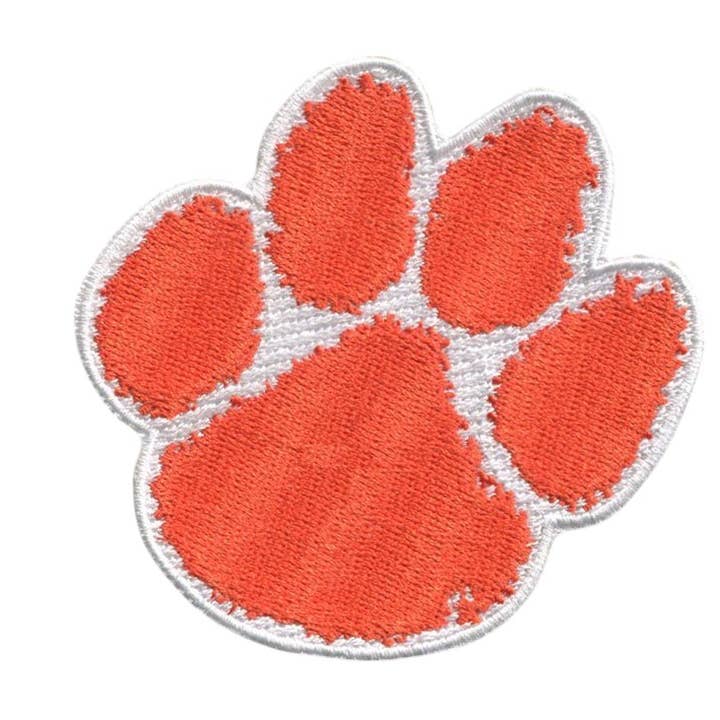Clemson Paw 3,125”B x 3”H Kardborrepatch (Inte ett påstrykbart märke) för wholesale av HEDi