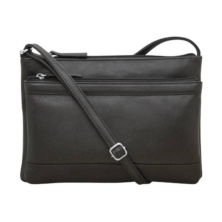 6028 Double Zip Crossbody Bag for wholesale by ili New York