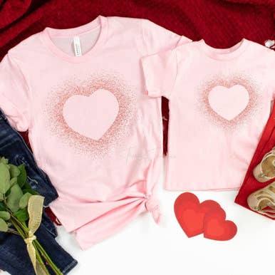 Valentine Splatter Heart YOUTH Screen Print Heat Transfer for wholesale by Trendy Transfers