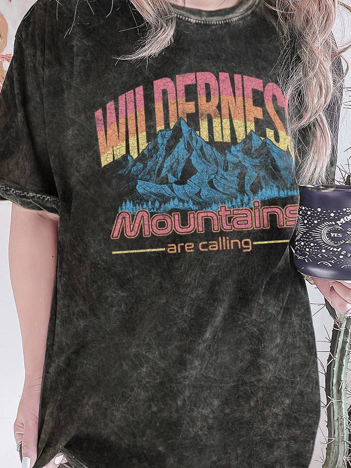 charcoal Unisex oversize Mineral Wash - Wilderness Top for wholesale on Faire0