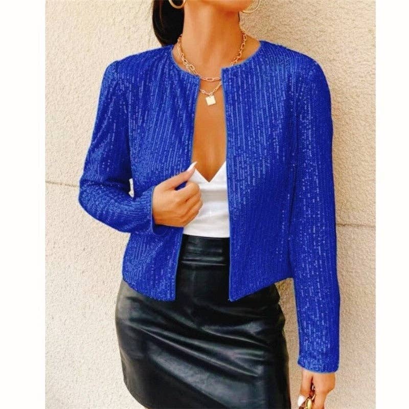 UZ Wholesale Store – Blusão - Mulher por atacado – Casaco Casual Curto com Lantejoulas de Moda5