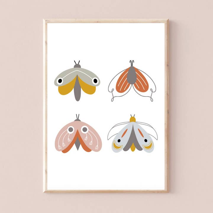 Colourful Moth Art Print | Home Artwork | Living Room A-307 for wholesale by Love Flora Studio