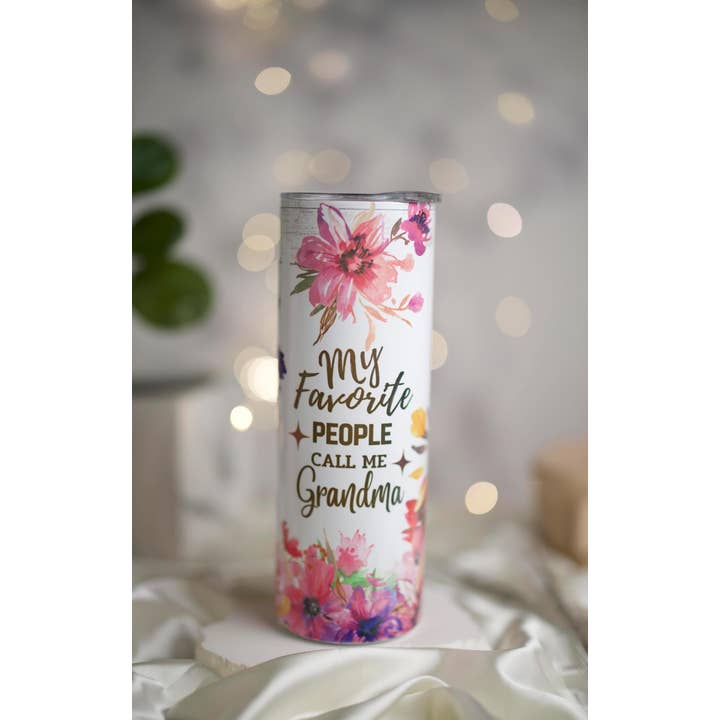 Embroidery by BUBE - Wholesale Insulated mug/tumbler - Floral Grandma Personalized Tumbler Travel Cup Gift1
