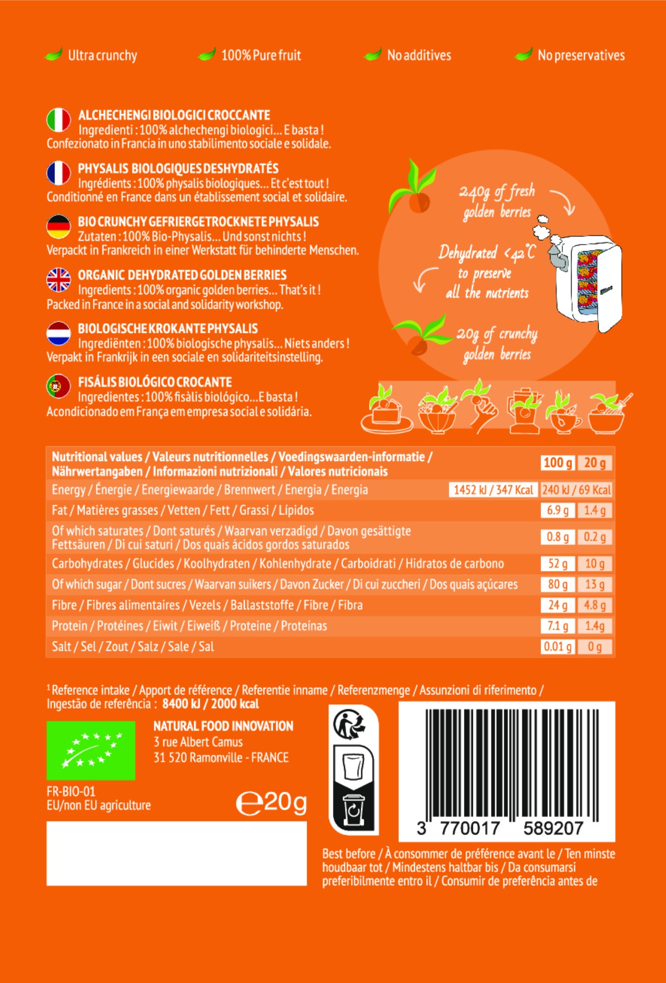 Organica - Wholesale Dried/Dehydrated Fruit - Organic freeze-dried physalis 100% pure fruit | Organica Food2