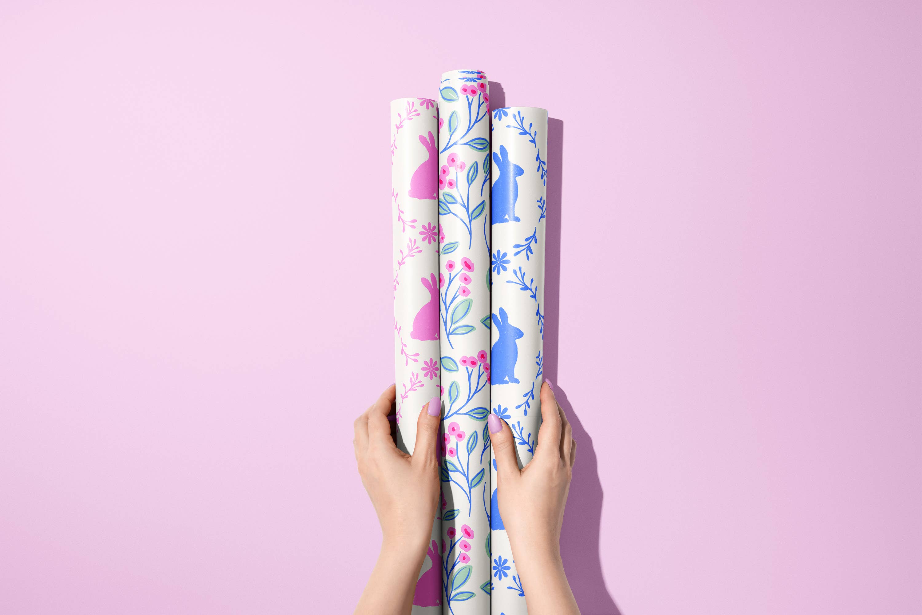 Vivie and Ash – wholesale Wrapping paper roll – Bunny Meadow Blue Wrapping Paper Roll2