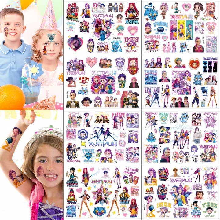 K-Pop Demon Hunters Cartoon Temporary Tattoo Stickers for Kids, Boys & Girls Water Transfer Tattoos for wholesale by Auraquise