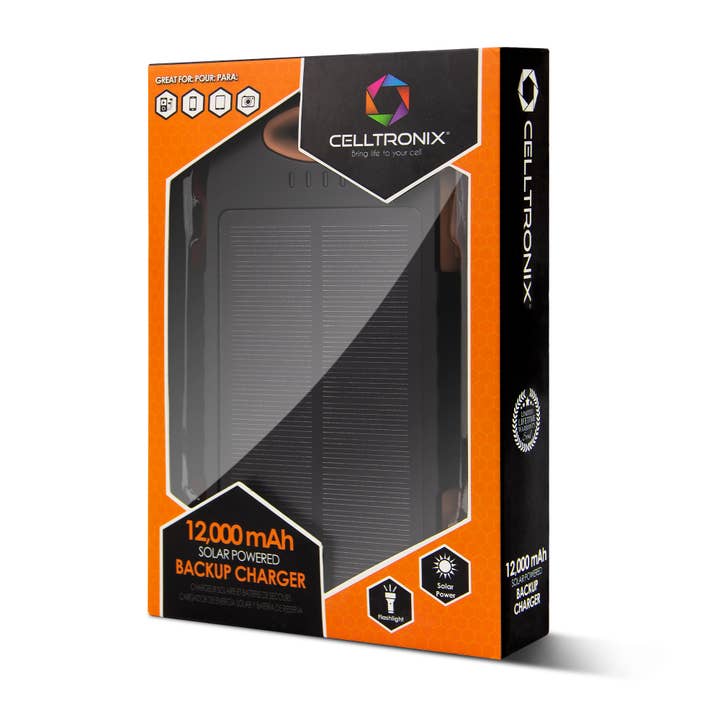 Cloudz - Wholesale Portable Charger - Celltronix MCX 12,000 mAh Solar & Cable Portable Charger