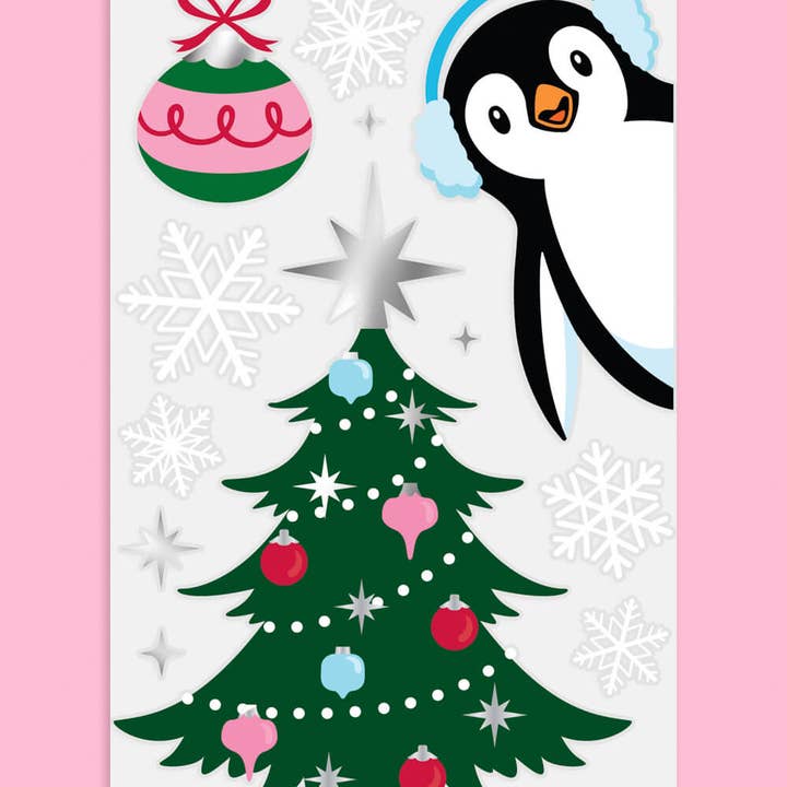 xo, Fetti - Wholesale Christmas Decoration - Winter Wonderland Window Clings - 6 silver foil and color sheets