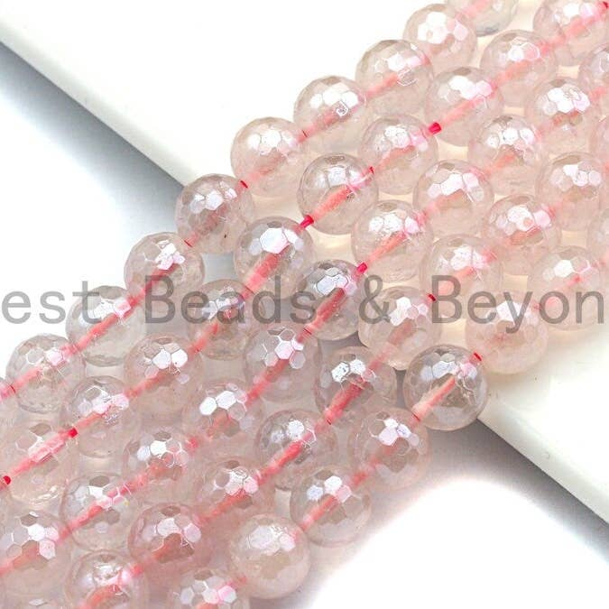 Mystic Plated Natural Rose Quartz Beads, High Quality Rose Quartz Beads, 6mm/8mm/10mm/12mm, sku# U482 for wholesale by BestBeads&Beyond