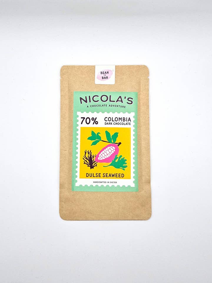Colombia with Seaweed 70% Dark Chocolate for wholesale by Nicola's Chocolate