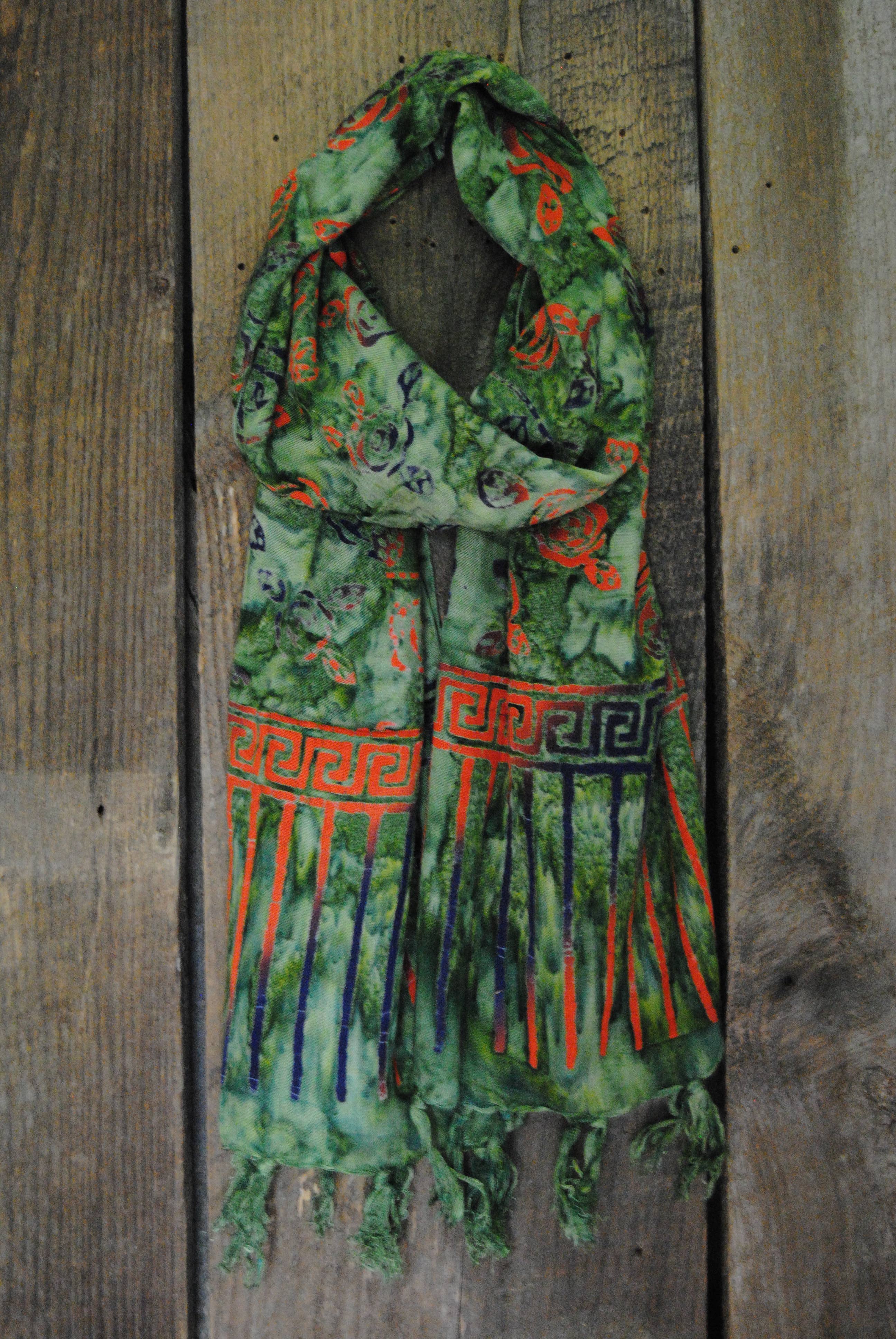 Nusantara Inc. - Wholesale Scarf - Women's - Rayon Batik Scarf - 98781 A-C (Knotted  Fringe)17