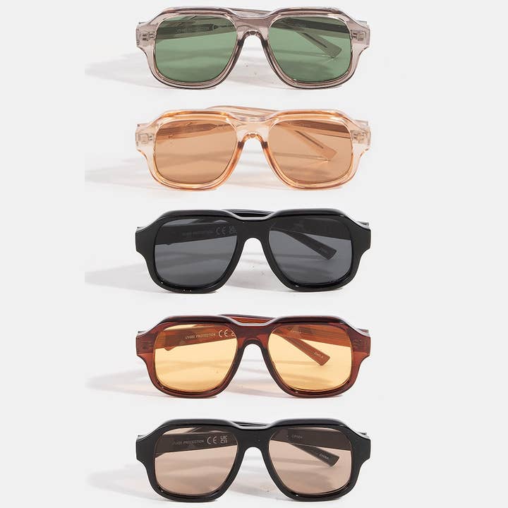 ASSORTED Thick Frame Aviator Sunglasses Set for wholesale on Faire