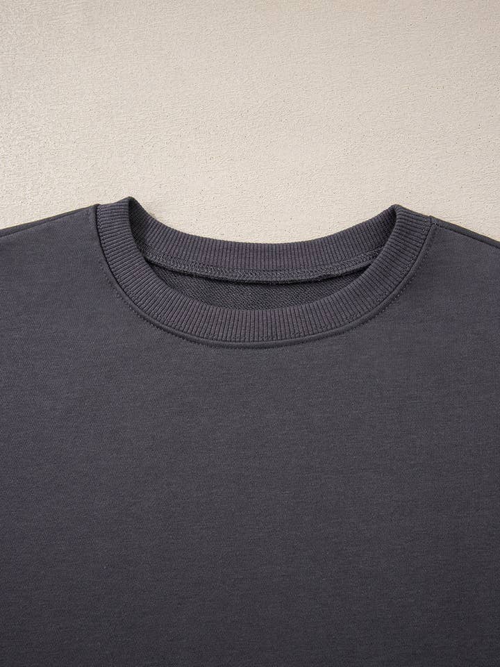 Dark Grey Varsity Striped Detail Drop Shoulder Oversized Sweatshirt for wholesale on Faire3