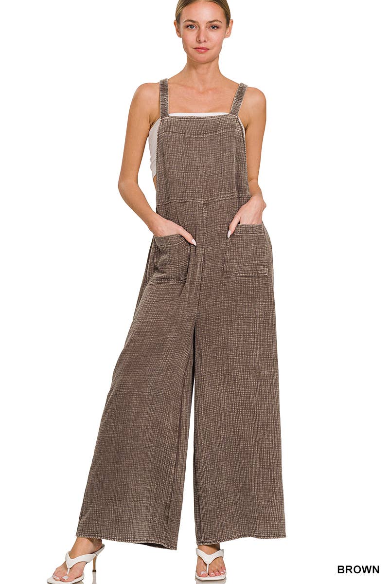 42POPS – Großhandel Overall – Damen – .Gewaschene Double-Gauze-Overalls mit weitem Bein9