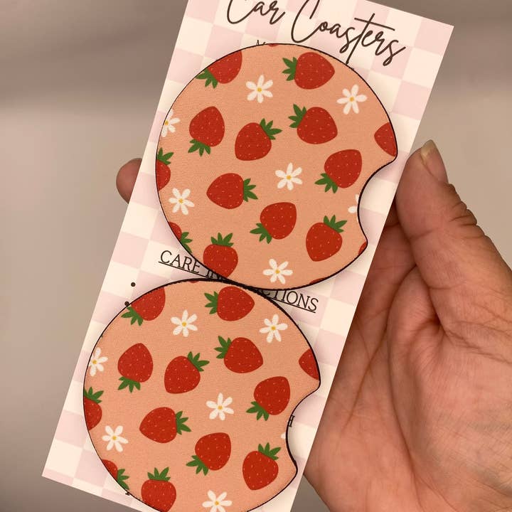 Strawberry Car Coasters for wholesale by Kailex Boutique Wholesale