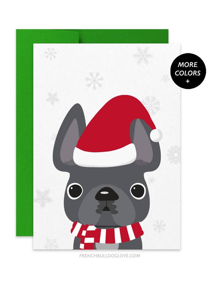 Little Santa French Bulldog Holiday Card for wholesale by French Bulldog Love