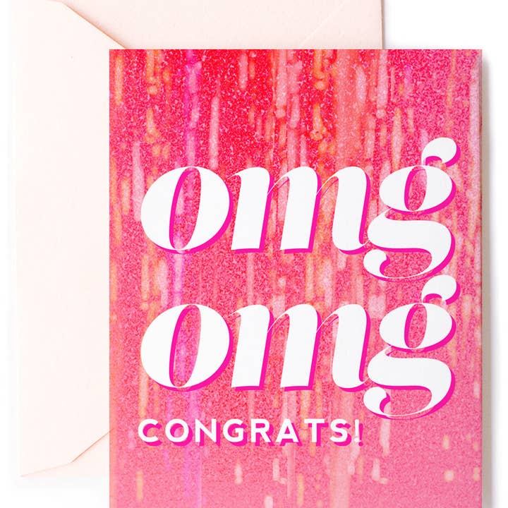 Kitty Meow Boutique - Wholesale Congratulations Card - Omg Congrats, Celebration & Congratulations Greeting Card