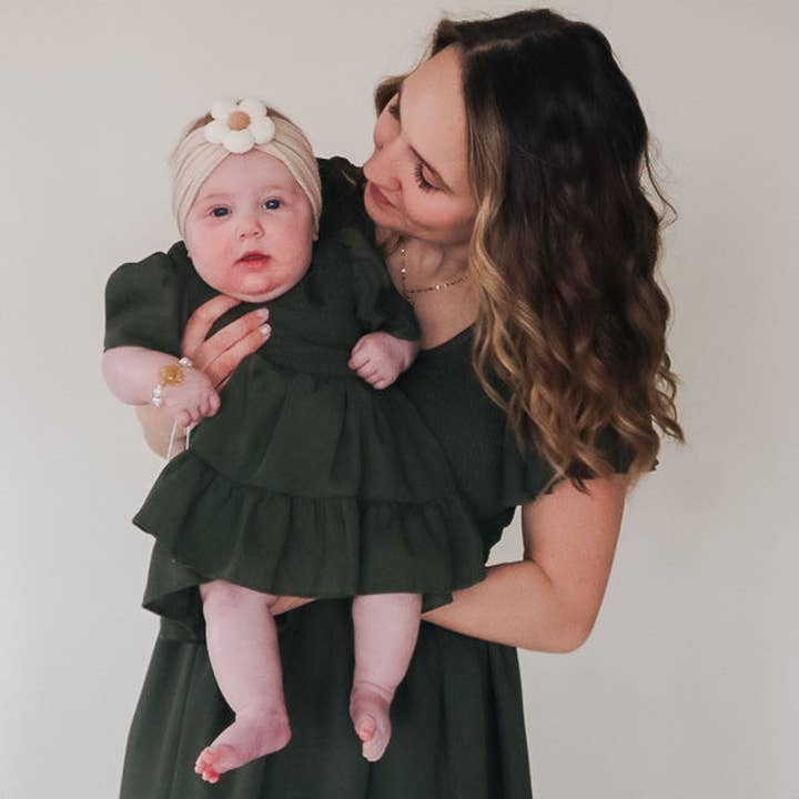 Green Chiffon Mommy & Me Dress - Infant for wholesale by HAHA MAMA Clothing