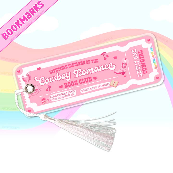 Segnalibro Cowboy Romance con opzione nappina, accessori per libri per la vendita all'ingrosso da parte di RoroDesignsLove