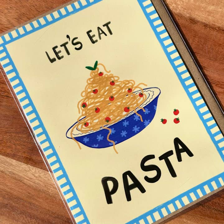 The Mundane Gift Shop – wholesale Birthday card – Let’s Eat Pasta Foodie Birthday Card1