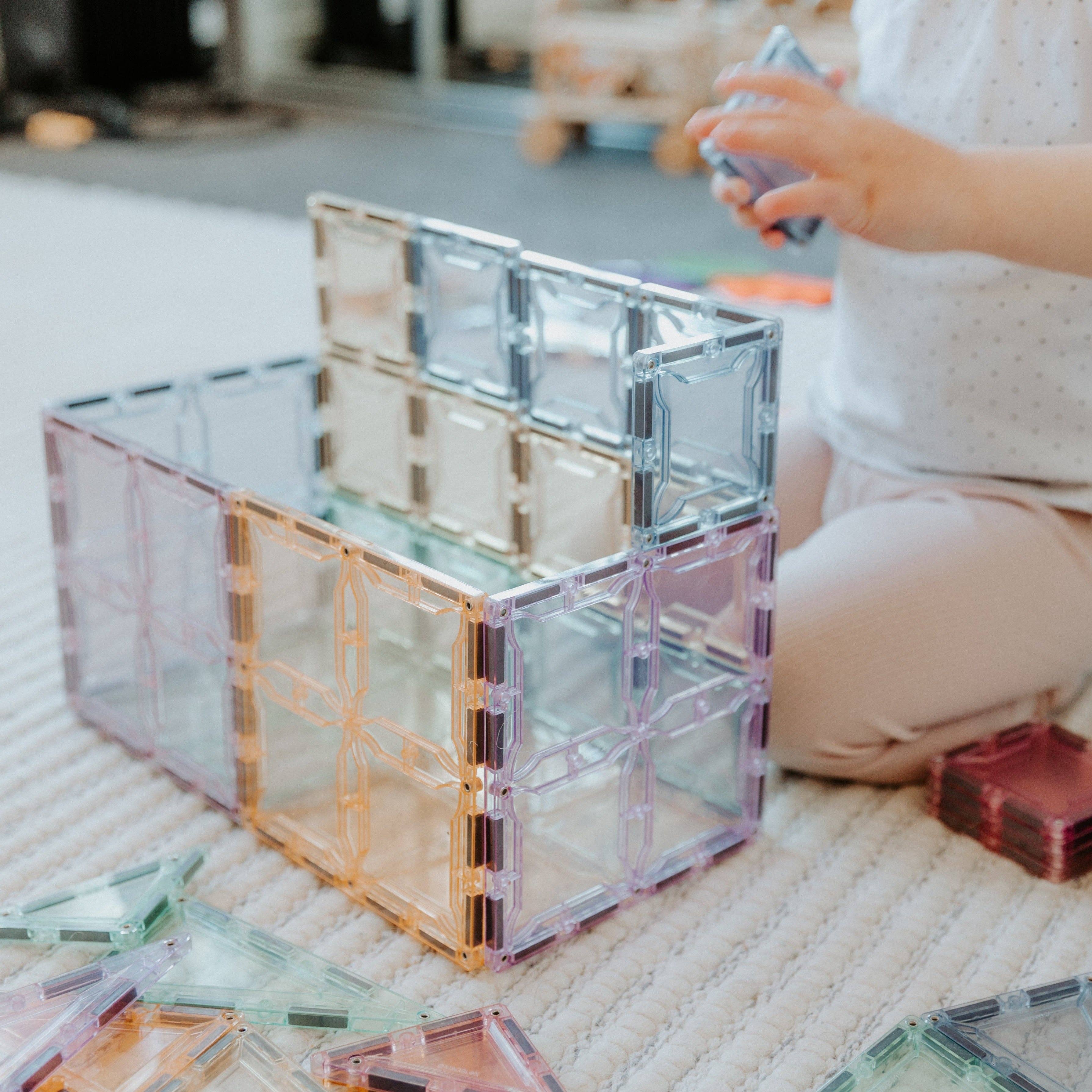 Play Planet - Wholesale Building Set - Kids - 102 Pieces Light Colors Pastel Set Magnetic Tiles | MAGBLOX®9