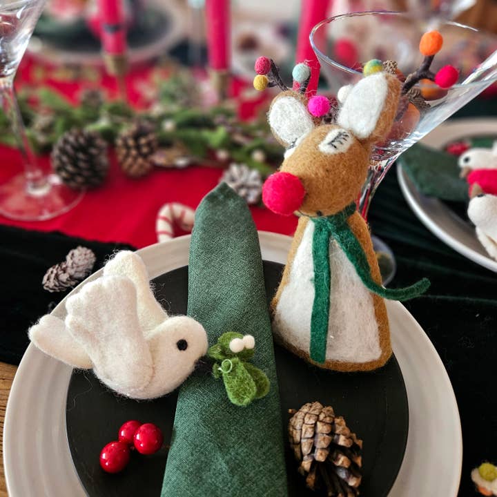 Felt So Good - Wholesale Ornament - Handmade Felt Mistletoe Dove Hanging Christmas Decoration