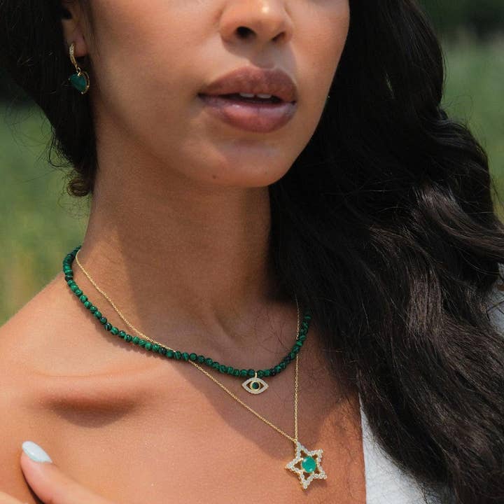 Selen Jewels - Vente Collier ras-de-cou - Collier ras du cou en perles vert malachite2