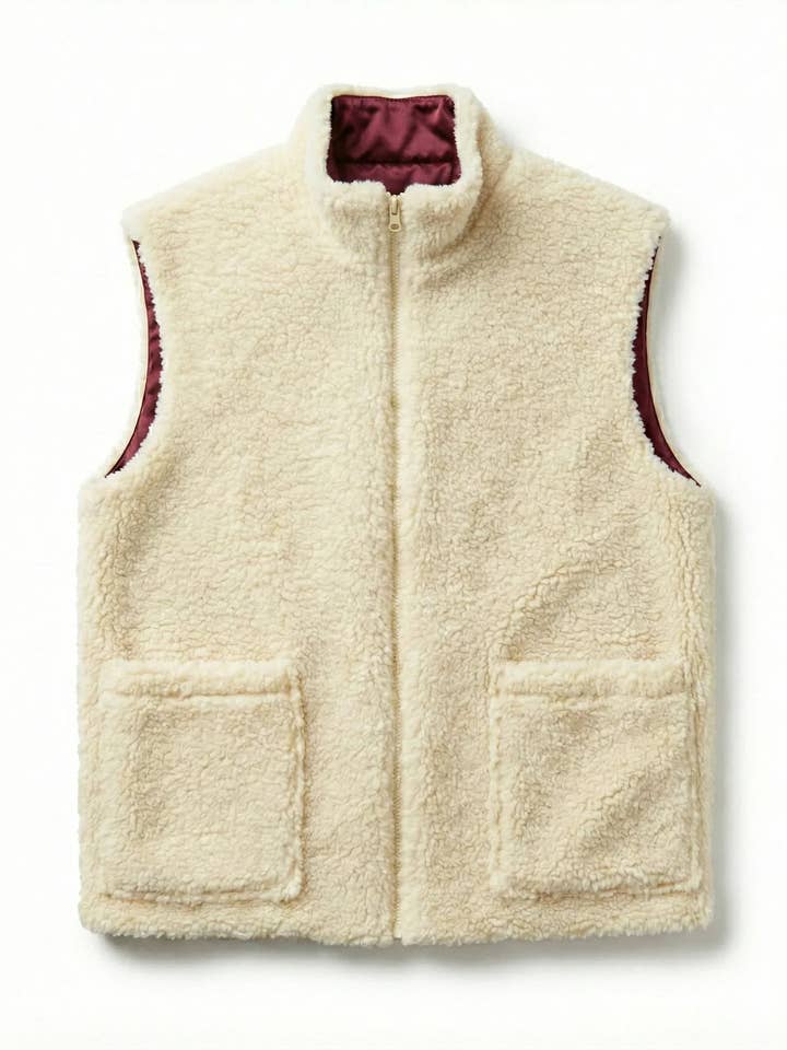 Gilet unisexe long en laine - blanc pour la vente par Mellow