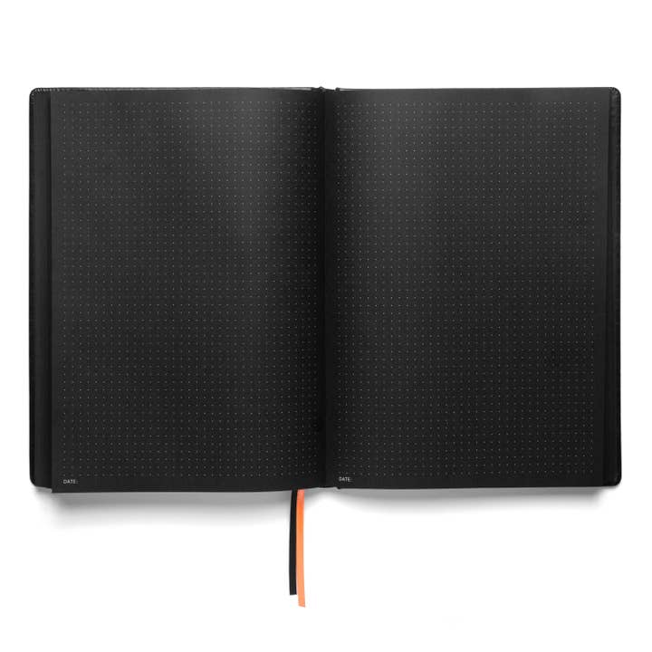 Pitch Black Dot Grid Notebook | A5 Size (Black Pages) for wholesale by Notsu