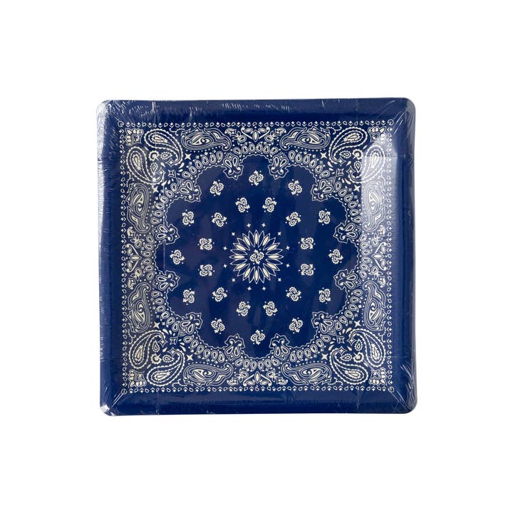 My Mind’s Eye - Wholesale Disposable Plate - PLTS366R-MME - Blue Bandana Paper Plate
