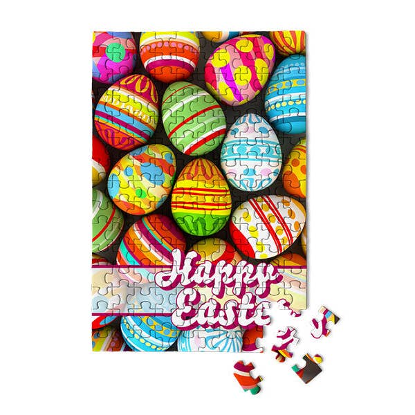 Micro Puzzles - Wholesale Puzzle - Adult - Happy Easter - Vibrant Eggs Mini Jigsaw Puzzle Basket Gift