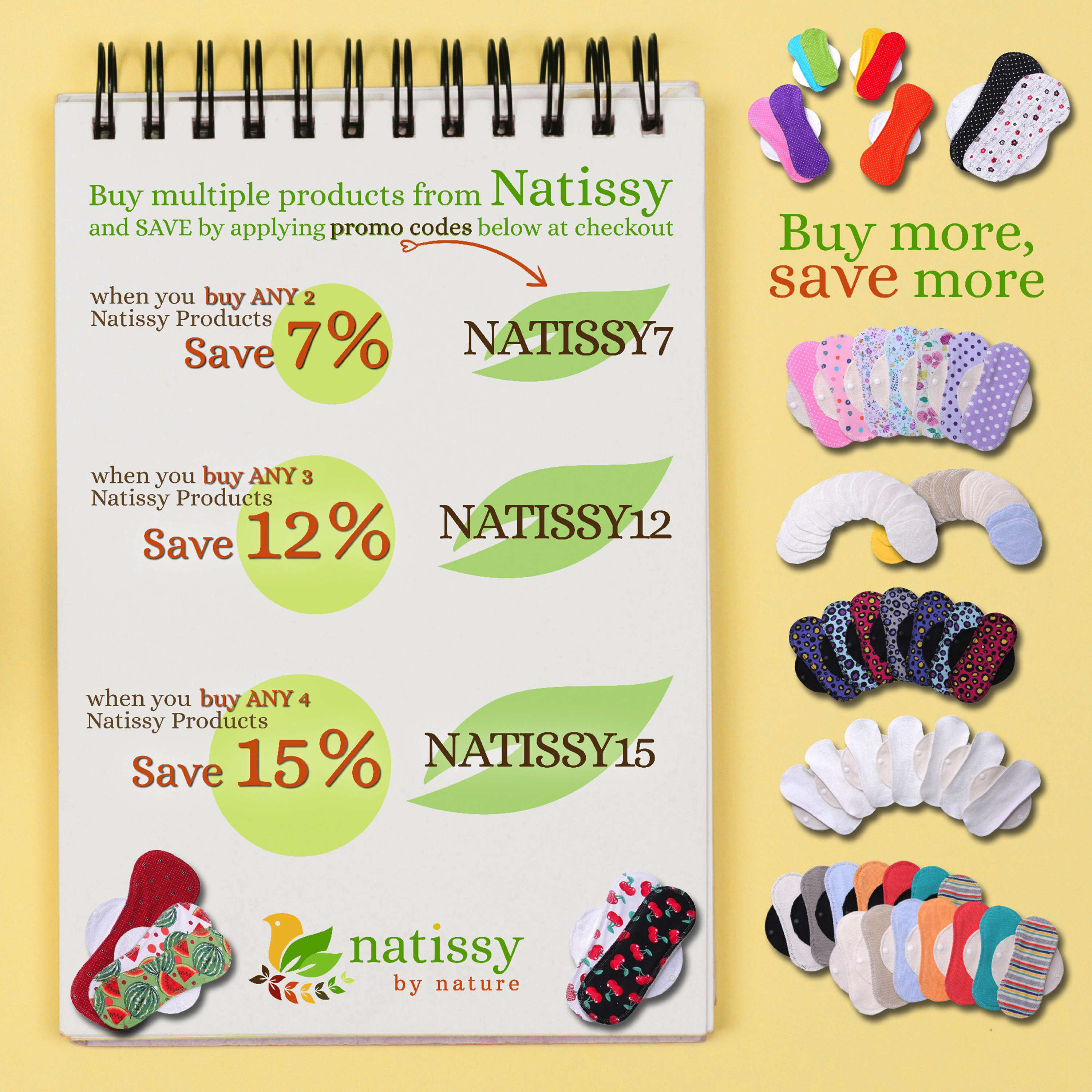 natissy - Wholesale Makeup Remover - Organic Cotton Reusable Makeup Remover Pads 12-Pack8