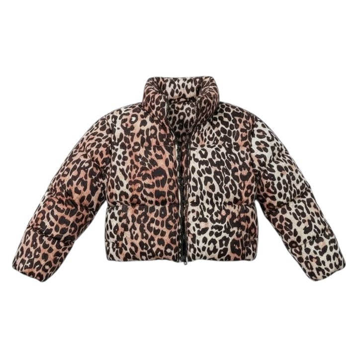 Leopard Print Puffer Jacket for wholesale by Zeus and Lexi Kids