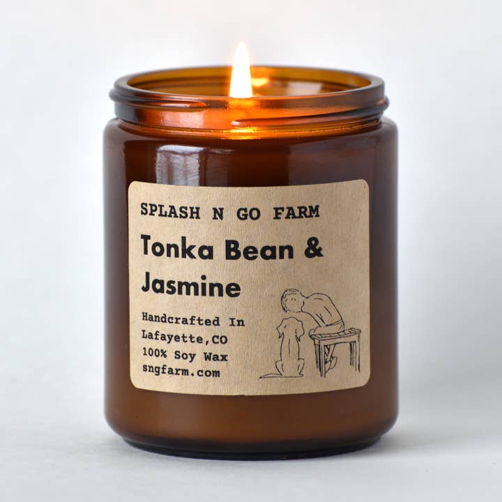 Tonka Bean & Jasmine - 8 oz Soy Candle for wholesale by Splash N Go Farm