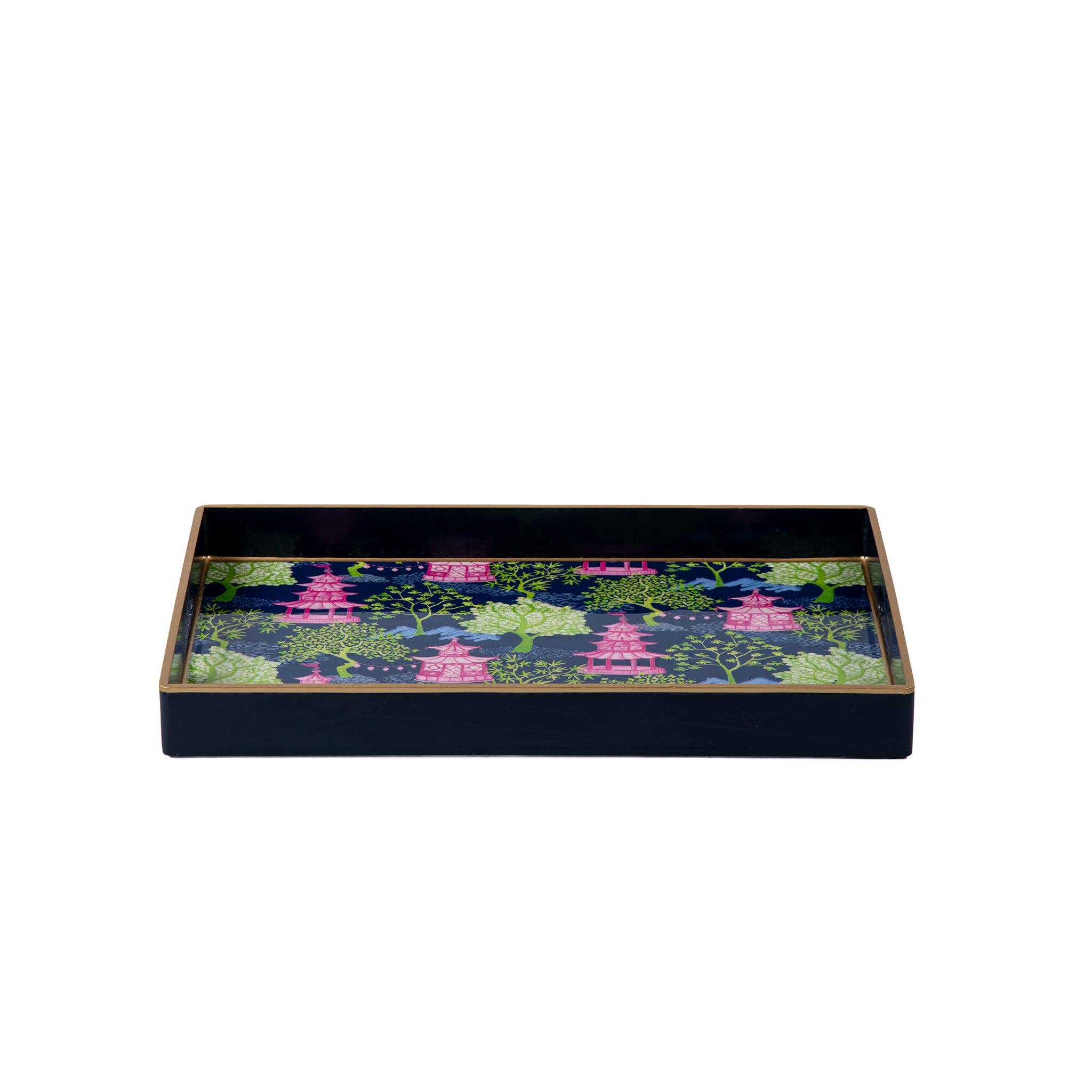 Navy Lime Garden Party Enameled Rectangular Tray 10x15 for wholesale on Faire0
