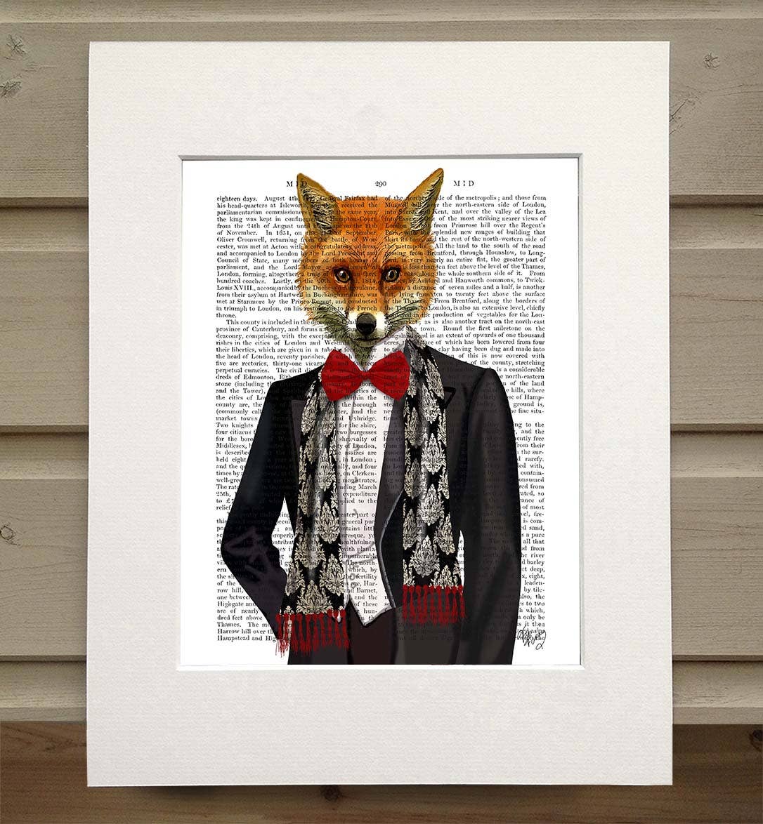 FabFunky Ltd – Engroshandel Kunsttryk – Ræv med Rød Butterfly Bog Print/Kunsttryk/Vægkunst0