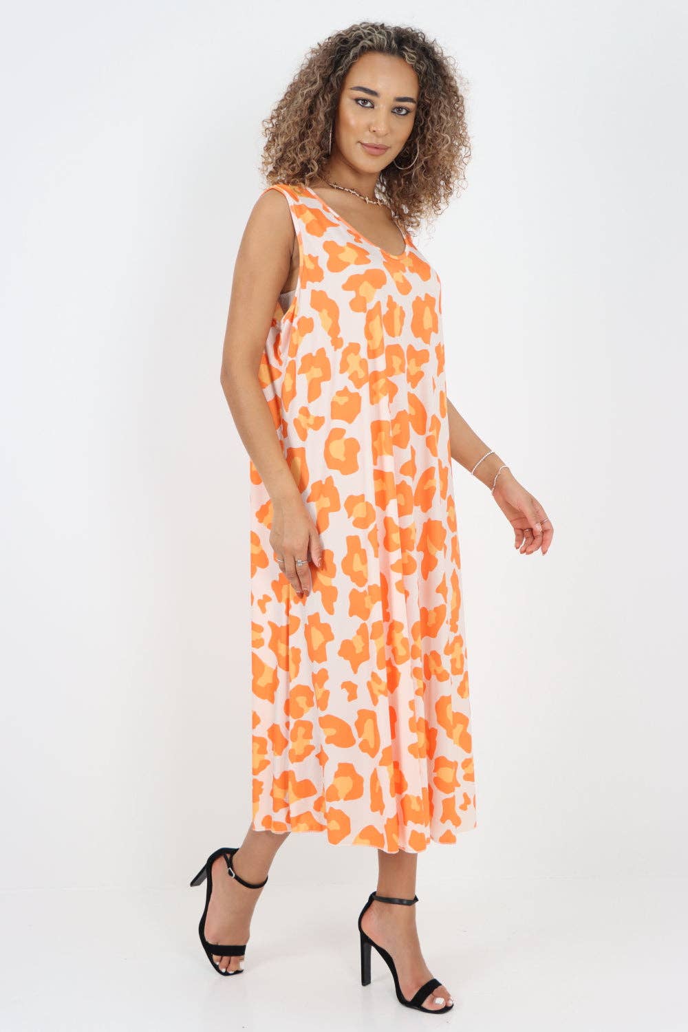 Miss Bold - Vendita all'ingrosso Vestito - Donna - Abito longuette senza maniche con stampa animalier italiana23