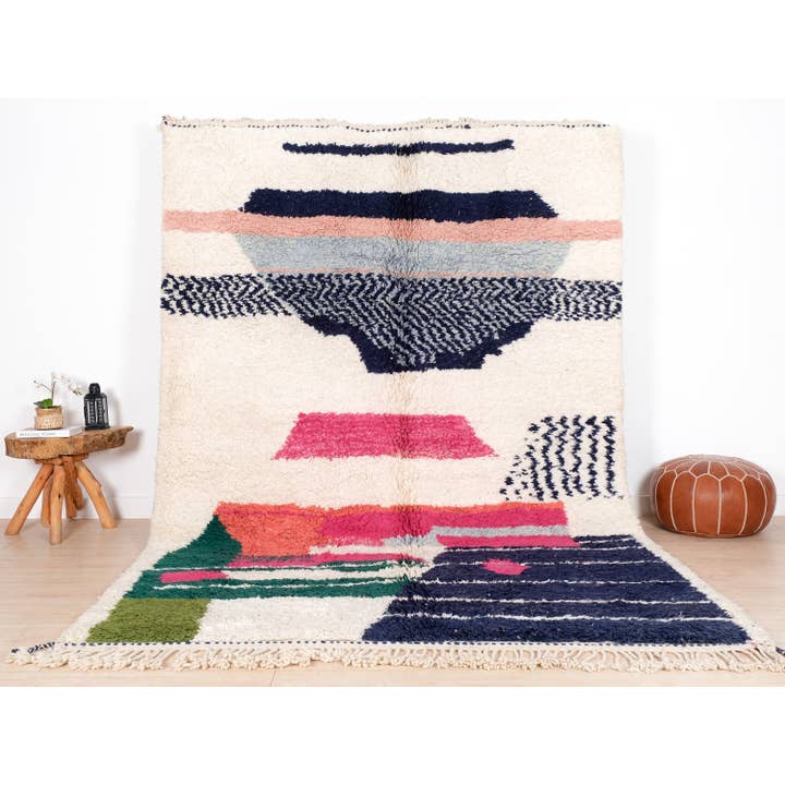 Moroccan White Shag rug, Colorful Handwoven berber Area rug for wholesale by Moroccan Woven Treasures