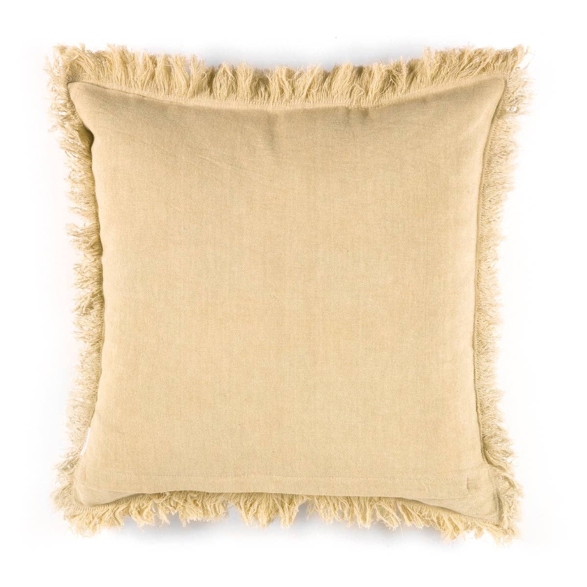 Andrea House - Vente Coussin décoratif - Coussin de salon en coton jaune beige à franges3