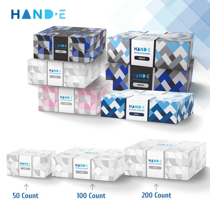 ShopHomeMed - Wholesale Cleaning Gloves - Hand-E Nitrile Gloves, 100 Count, White