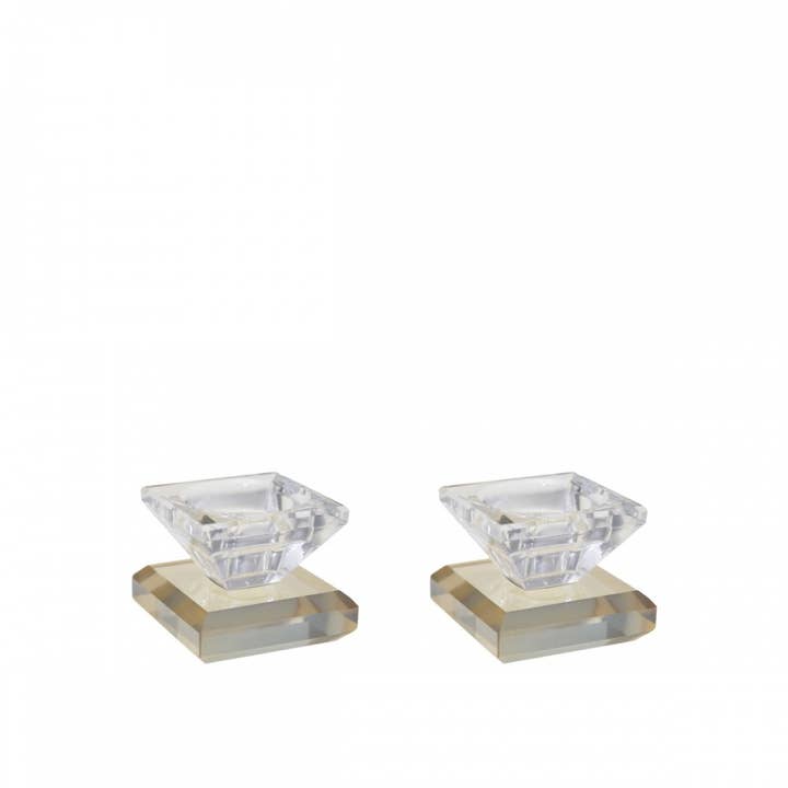 Firkantede lysestager i rav - sæt med 2 for engroshandel hos AULICA