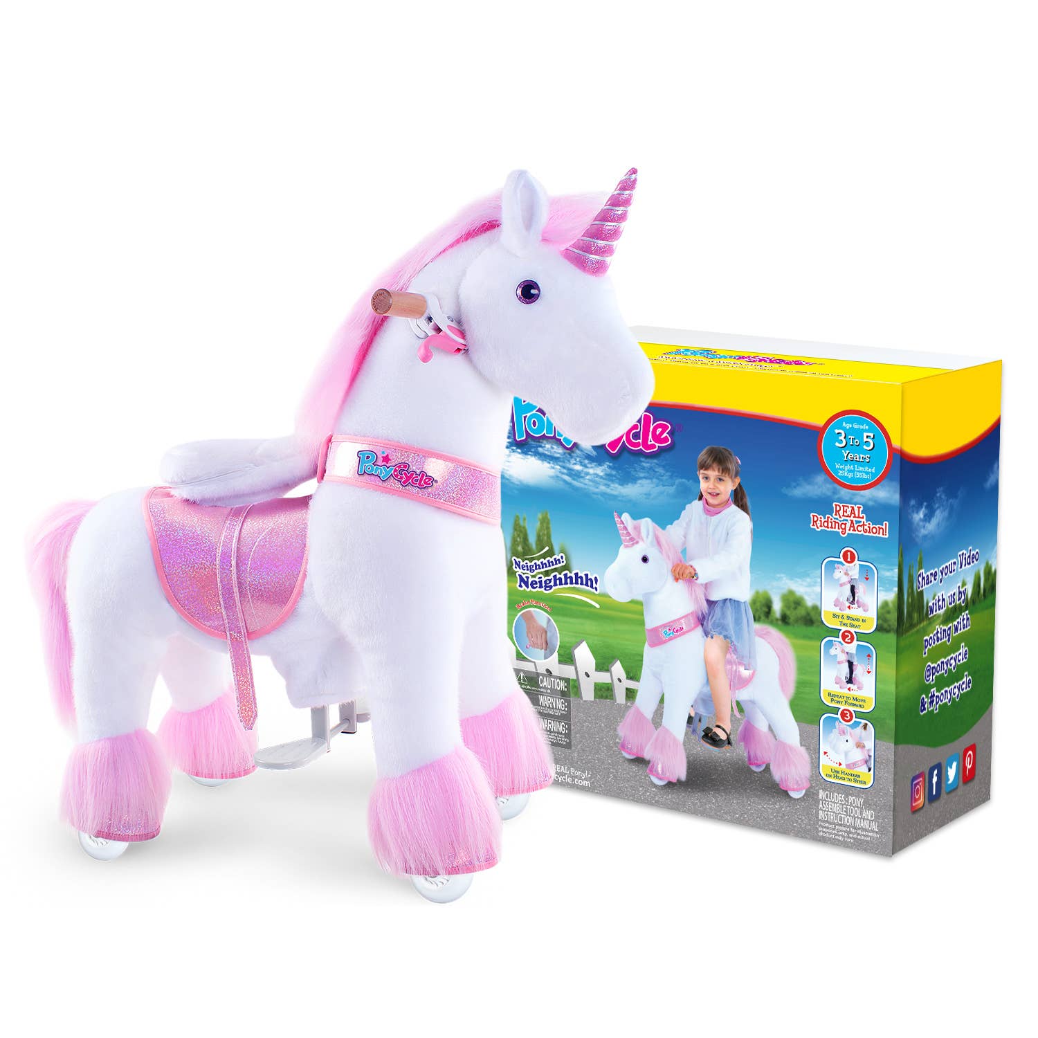 PonyCycle - Vente Cheval à bascule – enfant - PonyCycle Cheval à Bascule Licorne Rose | Jouet à Bascule en Peluche14