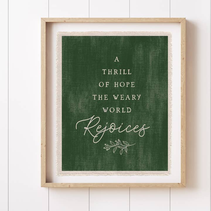 Christmas Decor A Thrill Of Hope Canvas Art Print Sign BRNCH for wholesale by Perfect Day Print Co