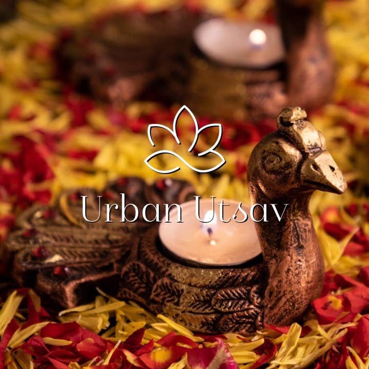 Terracotta Peacock Tealight Set of 2 for wholesale by Urban Utsav