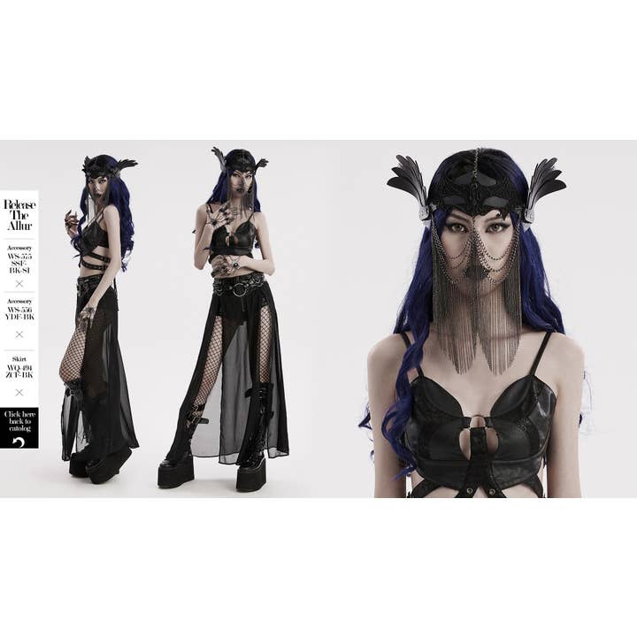 Western Fashion - Wholesale Costume - Women's - BAT LACE WING MASK WITH CHAINS2