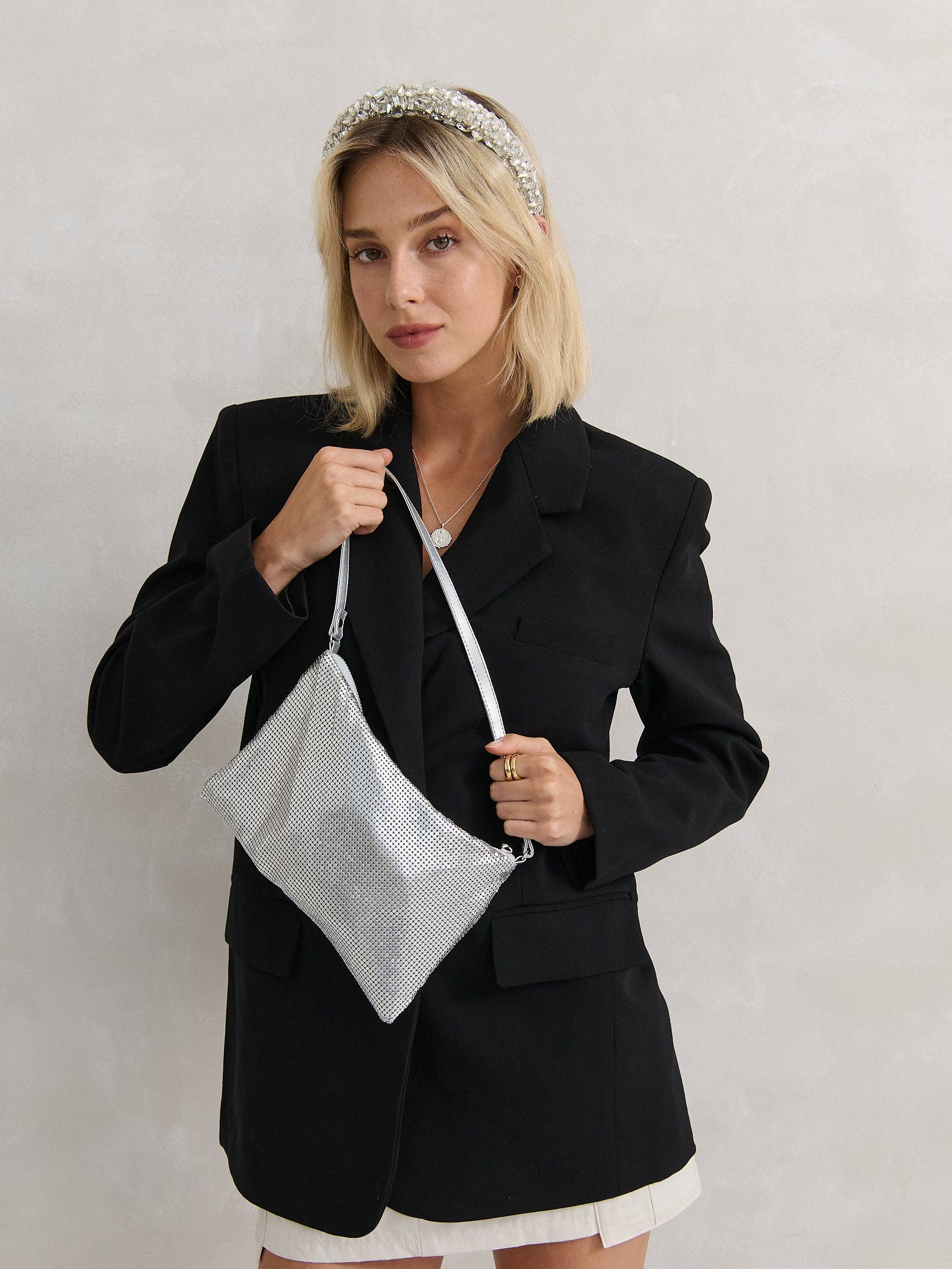 Angels Whisper Accessories - Wholesale Crossbody Bag - Women's - Stella Glomesh Party Bag in Silver3