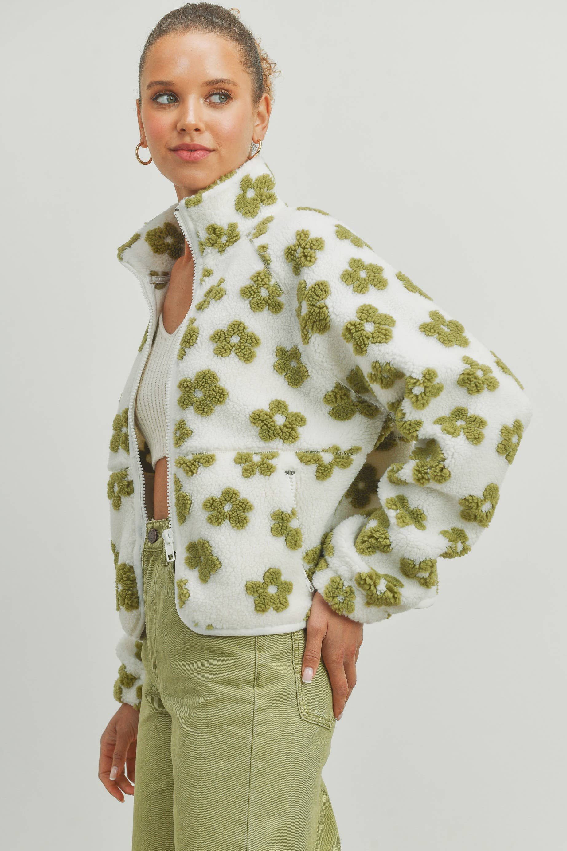 BUTTERMELON - Wholesale Fleece - Women's - Fall Daisy Flower Pattern Fleece Sherpa - BMJ700819