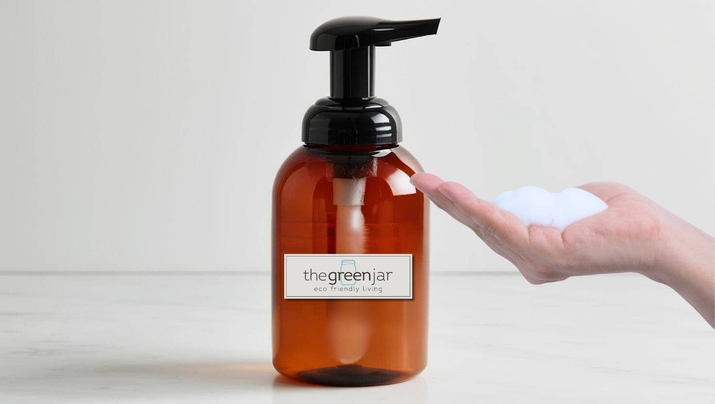 The Green Jar - Wholesale Soap Dispenser - 12oz Amber Foamer Bottle with Black Foaming Pump | Plastic 2