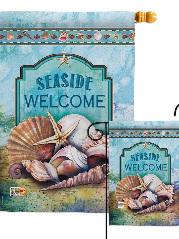 Drapeau de décor nautique côtier coquillages pour la vente par Two Group Flag Co