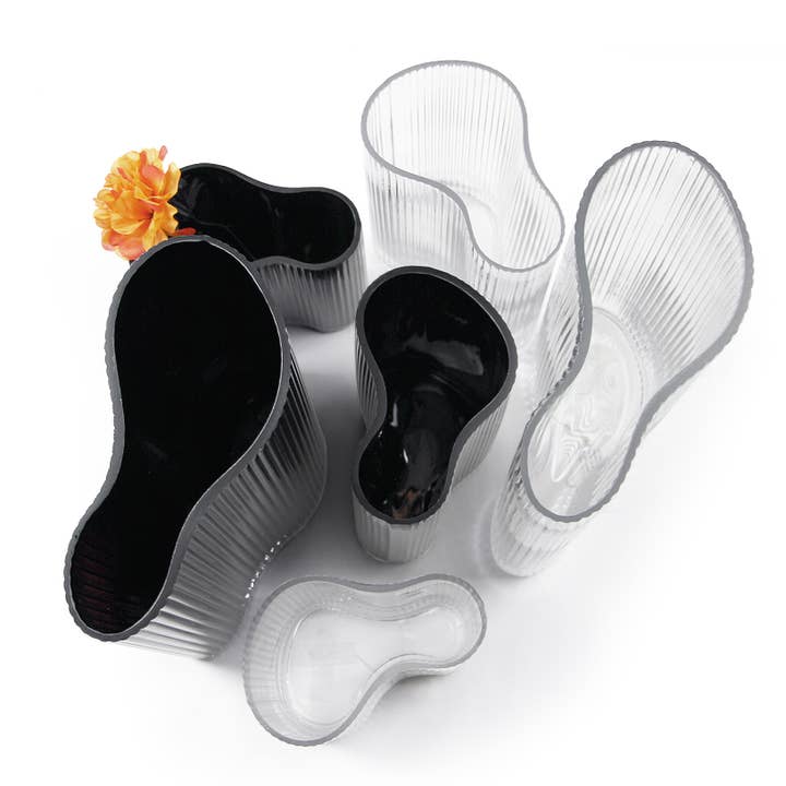 Galore Home - Wholesale Vase - 10" &14" Wavy Ribbed Designer Vase